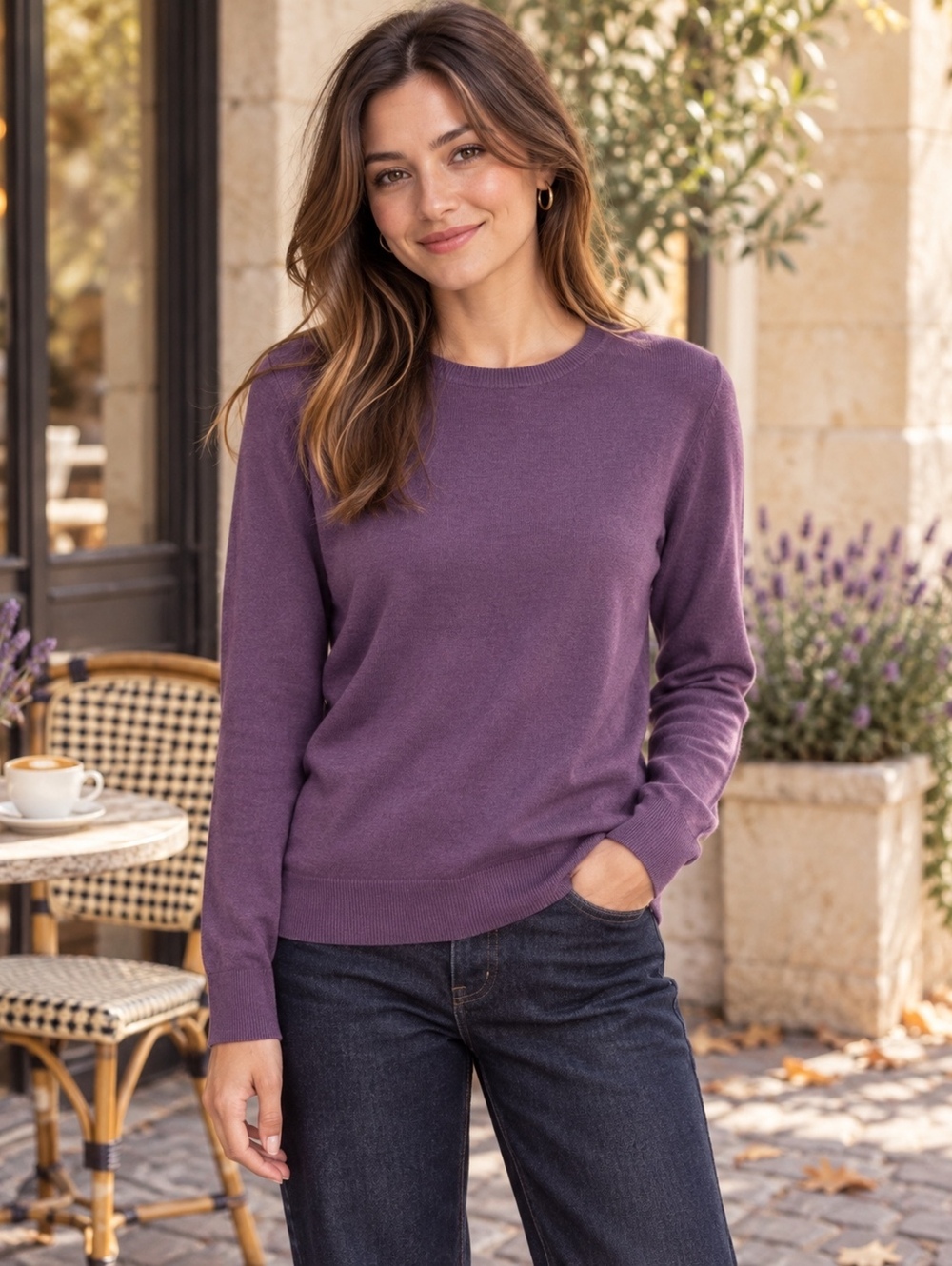 UNIQLO Extra Fine Merino Purple crewneck sweater size M